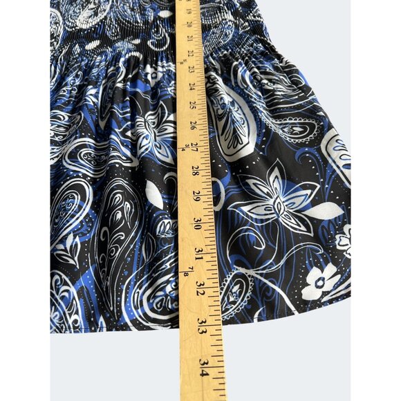 Avenue Plus Blue Paisley Keyhole Neck Blouse 3/4 Sleeve Plus Size 30/32 - Picture 4 of 13